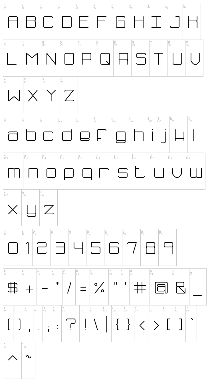 Fh Blue font map