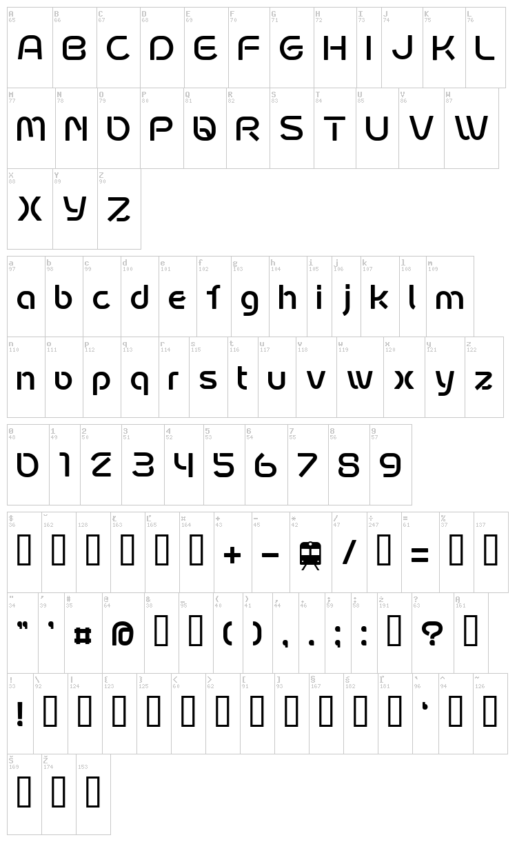 Fontopo Subway font map