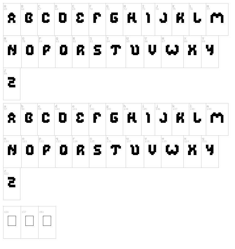 Glitch font map