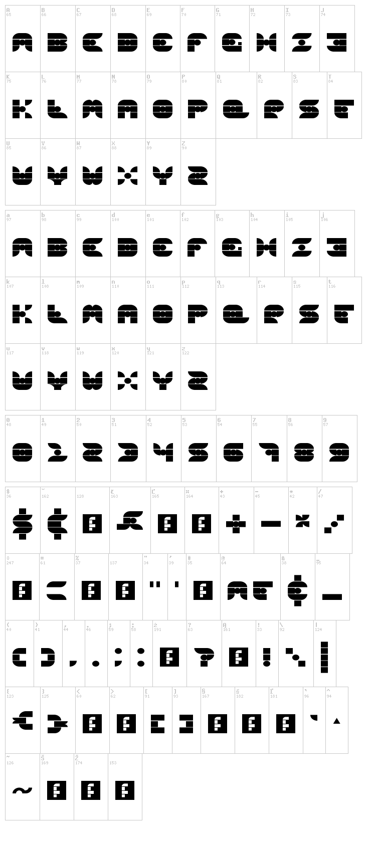 Gridder font map