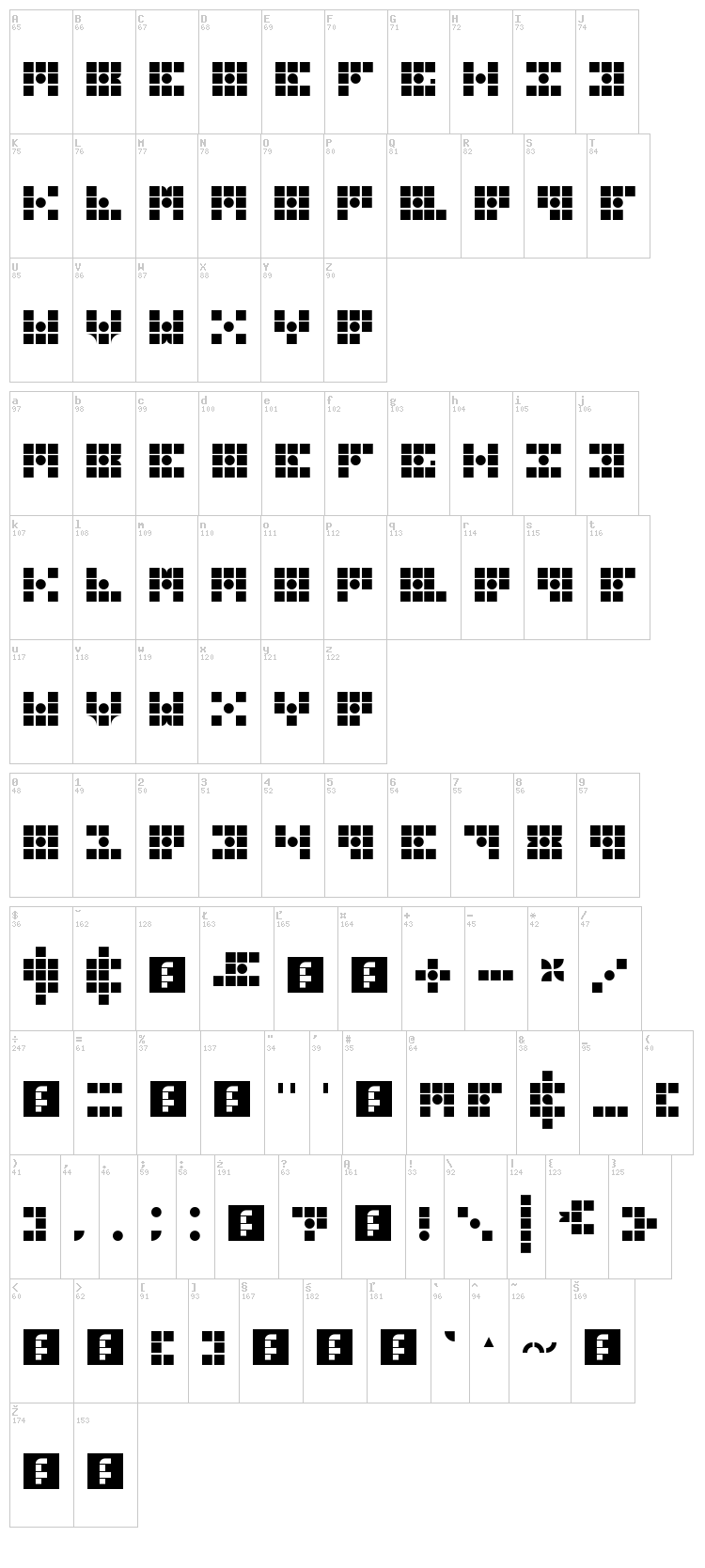 Gridder font map