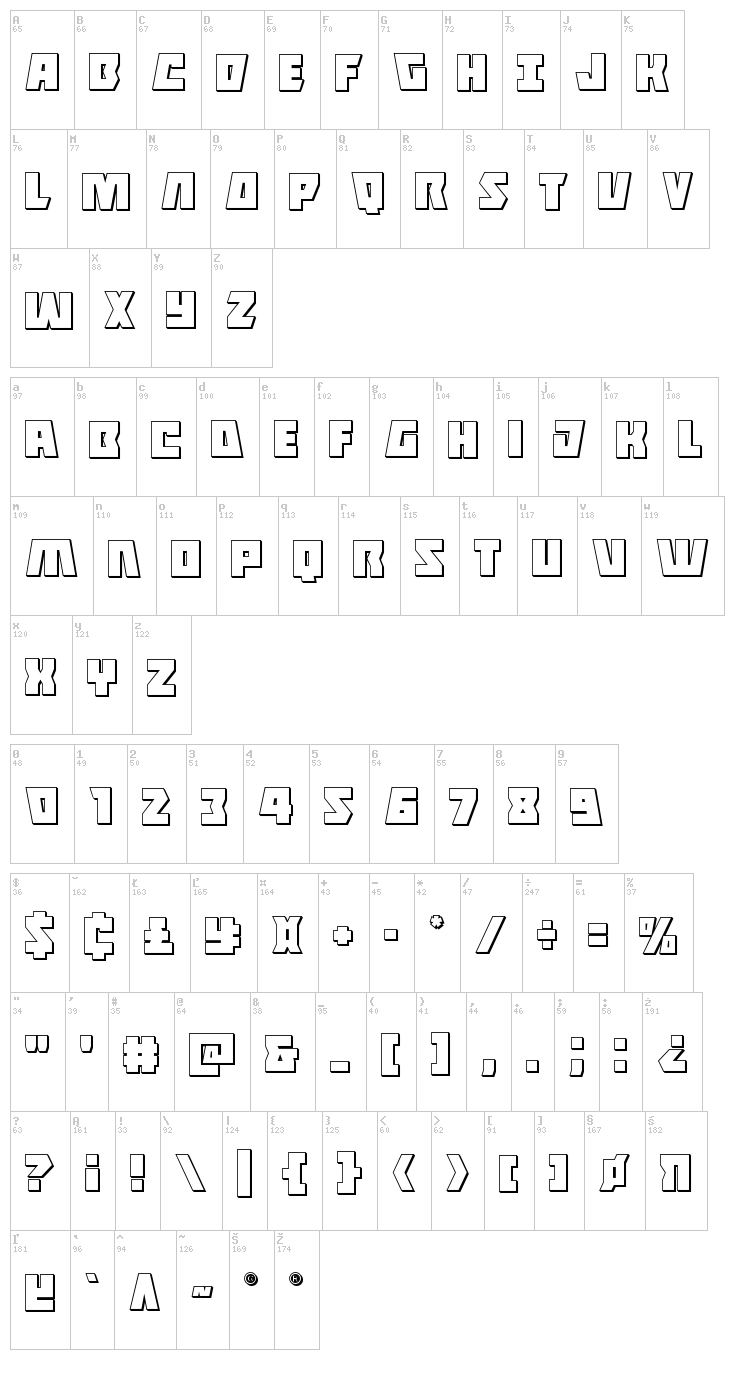 Halfshell Hero font map