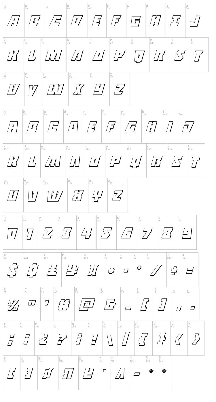 Halfshell Hero font map