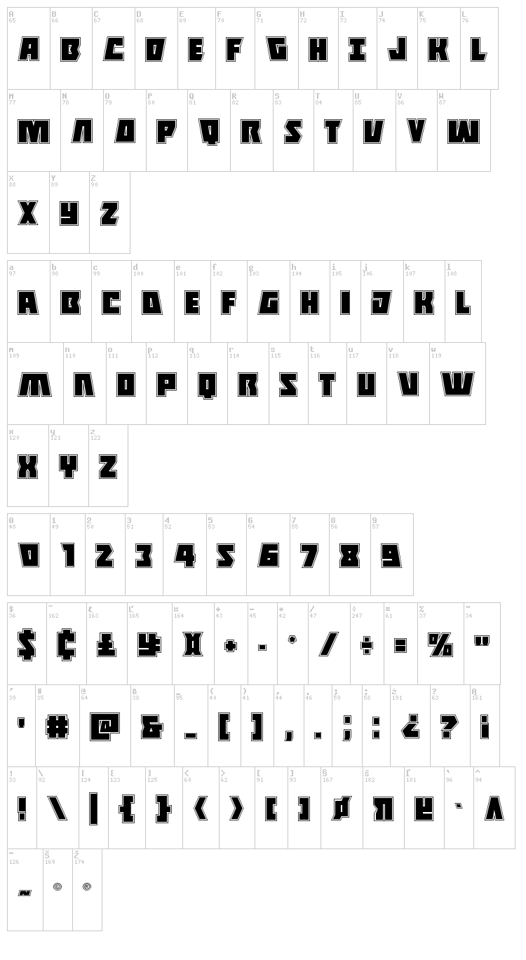 Halfshell Hero font map