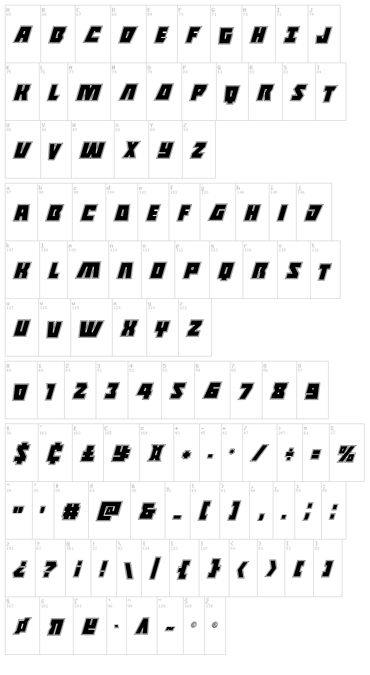 Halfshell Hero font map