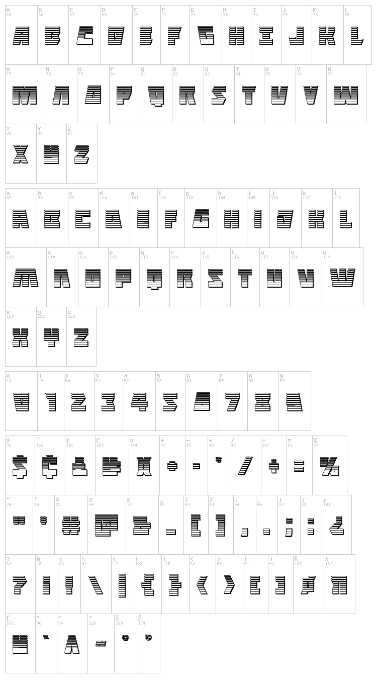 Halfshell Hero font map