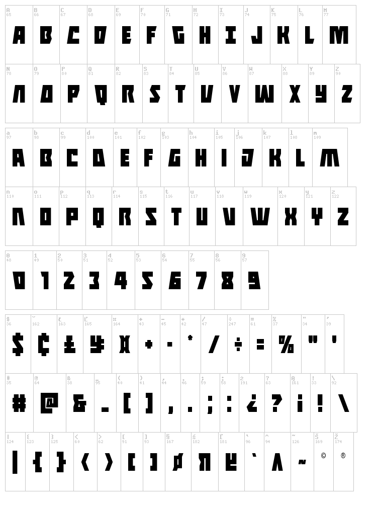 Halfshell Hero font map