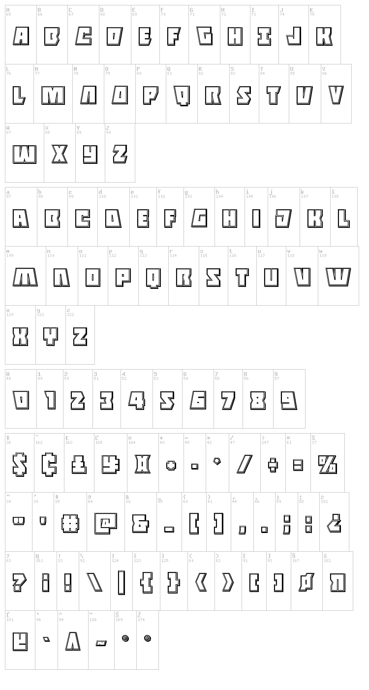 Halfshell Hero font map