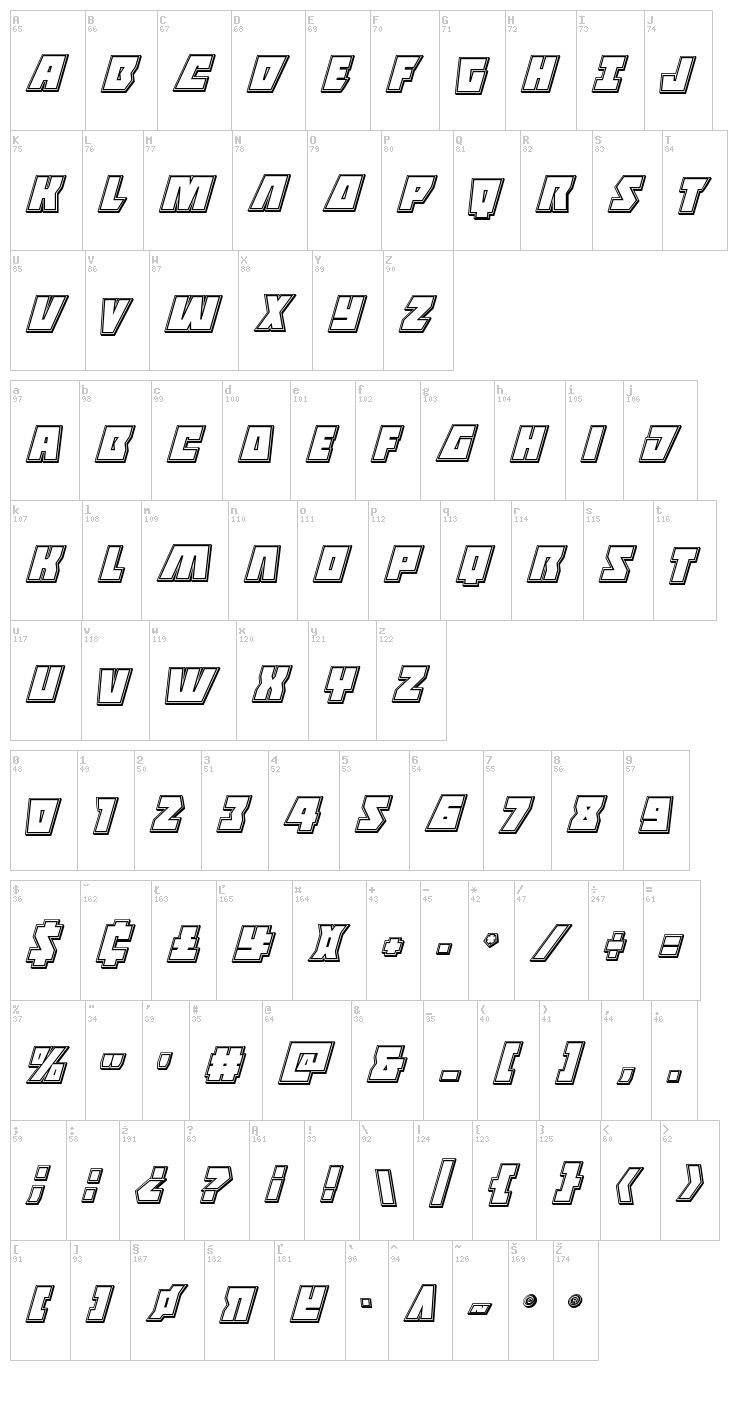 Halfshell Hero font map