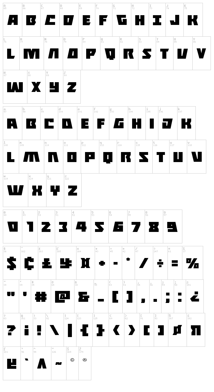 Halfshell Hero font map