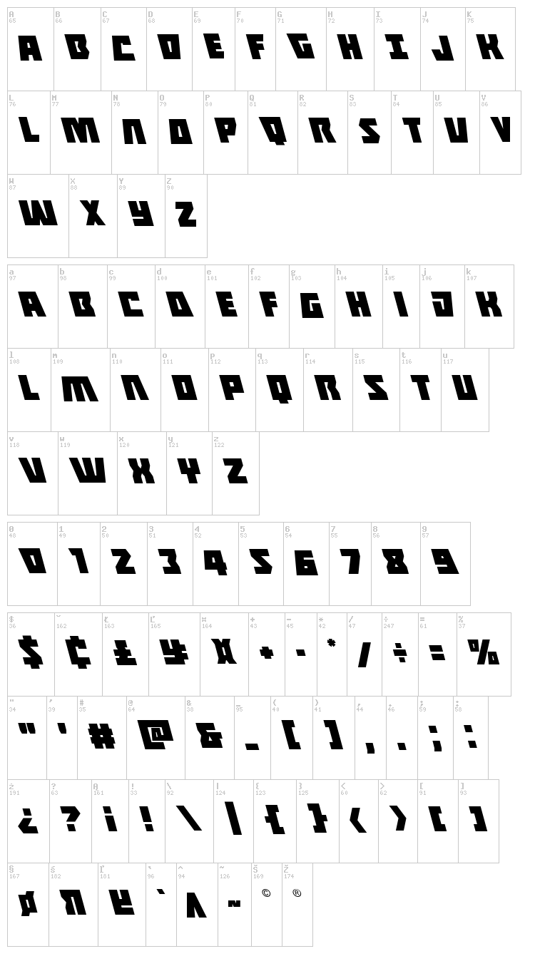 Halfshell Hero font map
