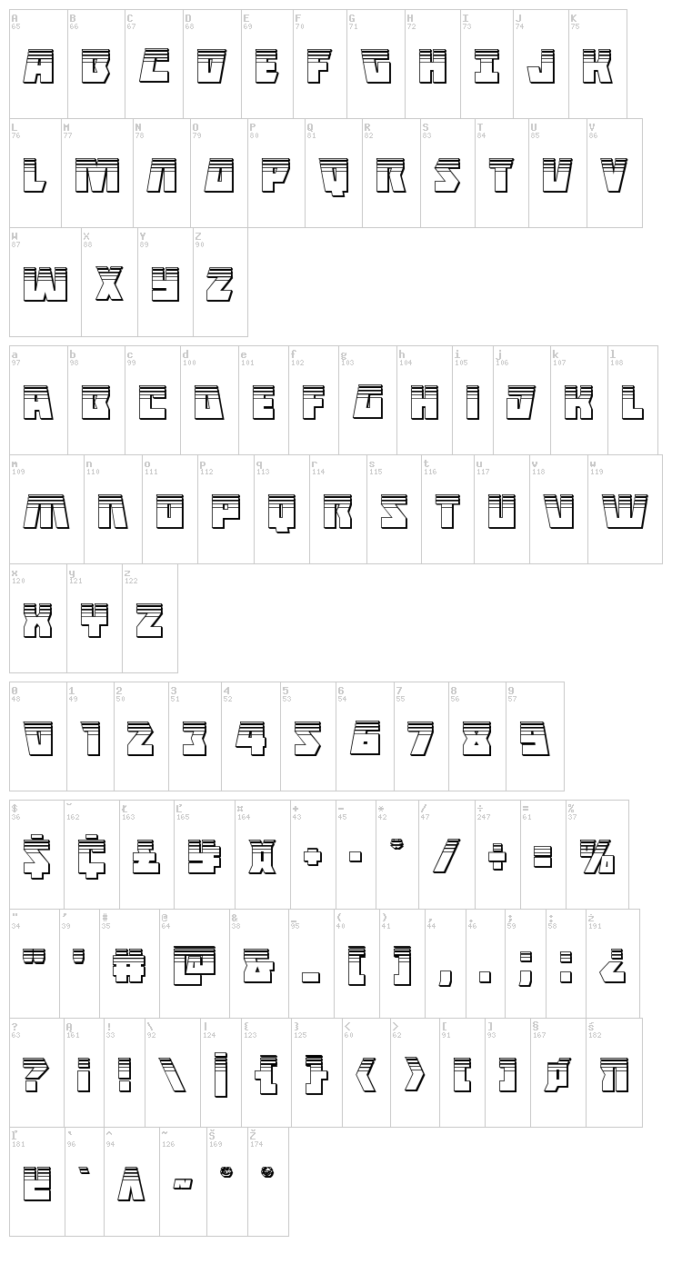 Halfshell Hero font map