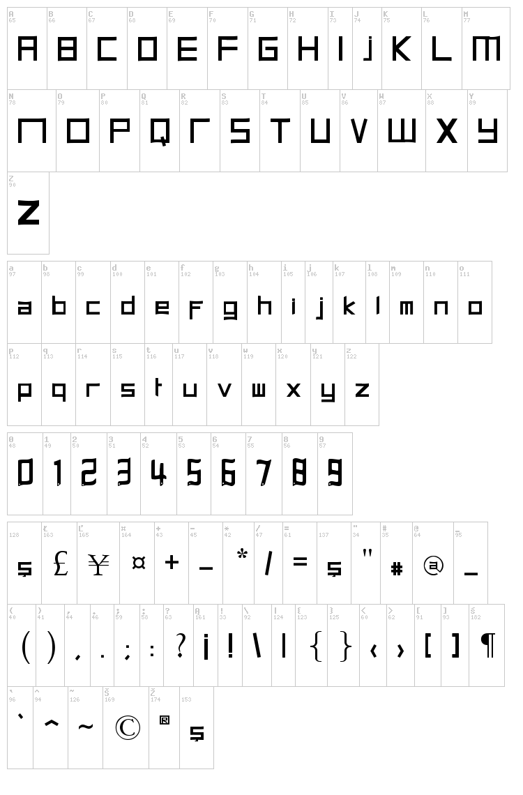 Halit's Font font map