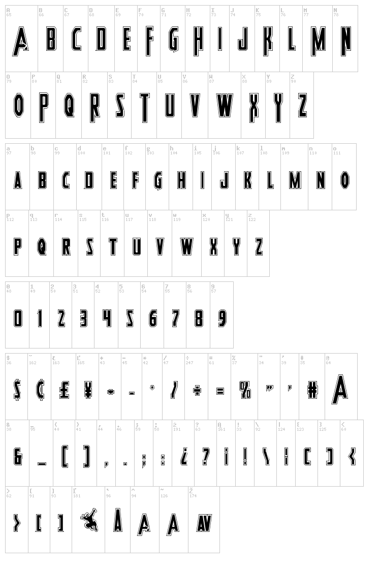 Heroes Assemble font map