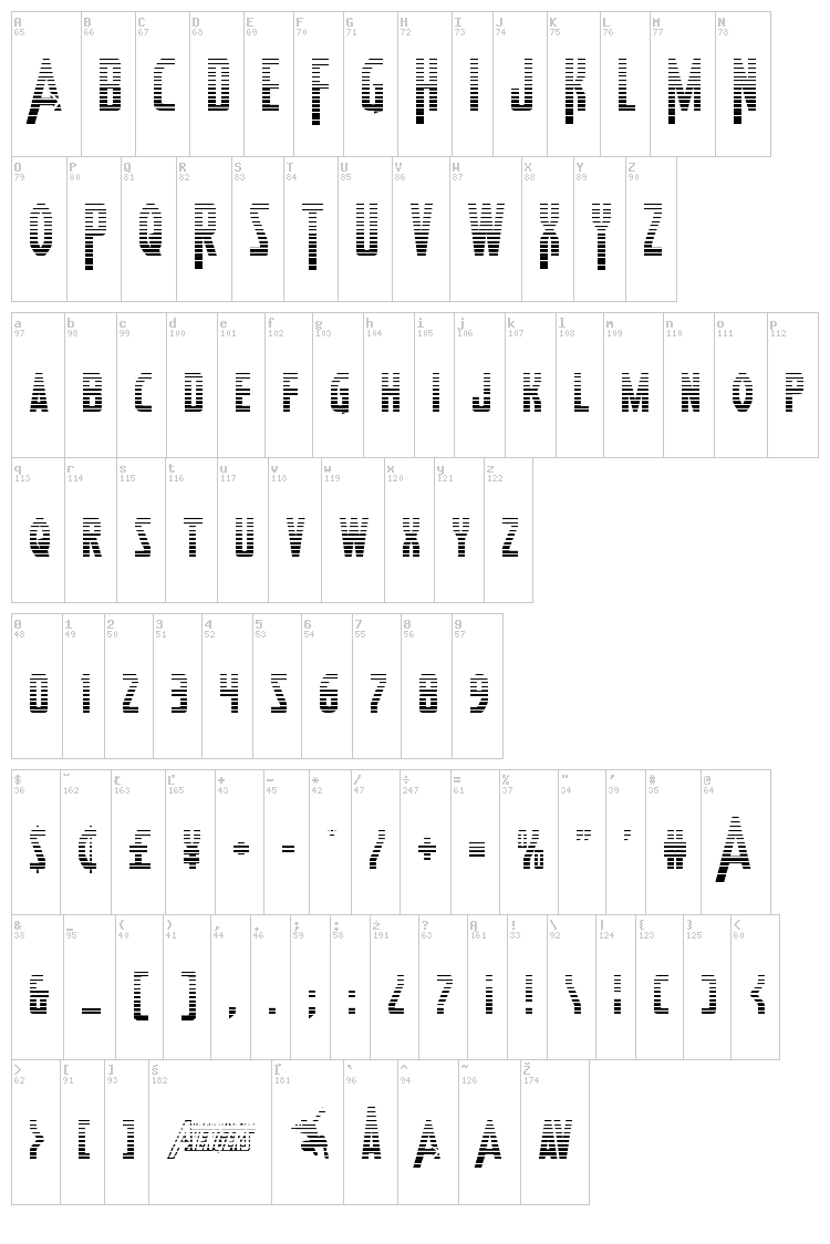 Heroes Assemble font map