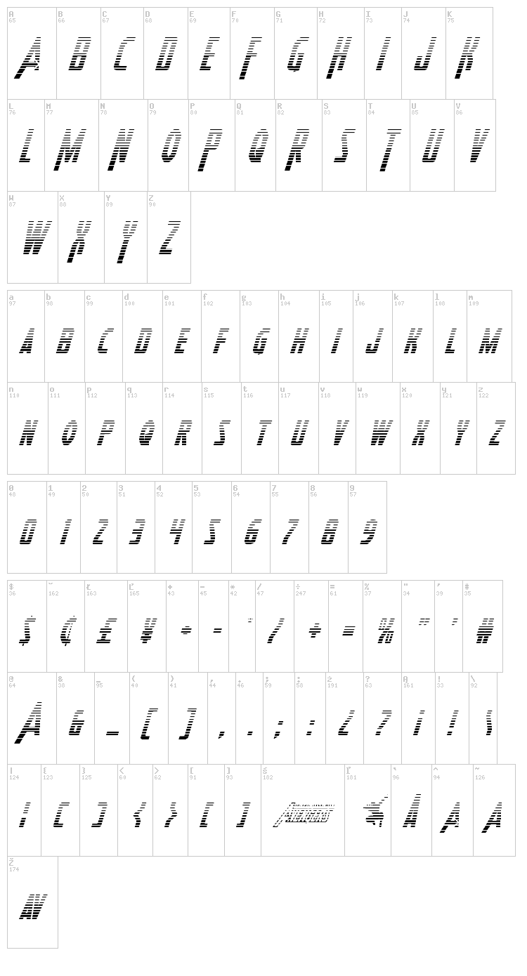 Heroes Assemble font map