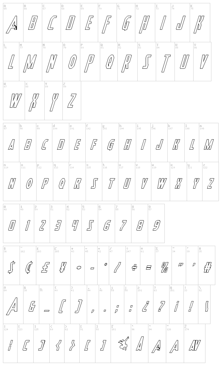 Heroes Assemble font map