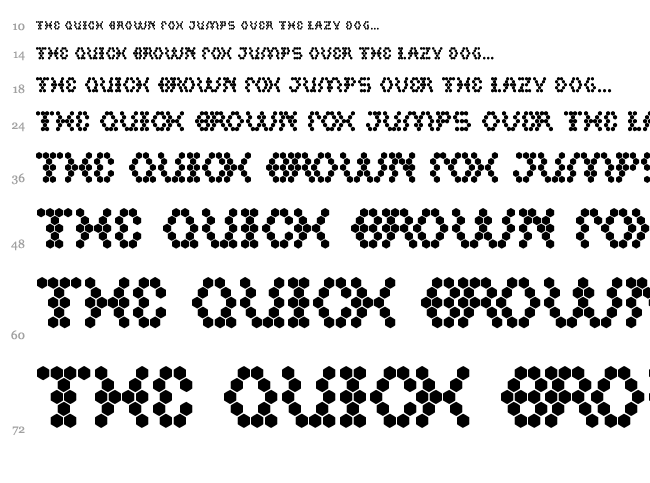 Hexagonal font waterfall