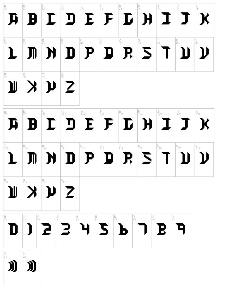 High Orbit font map