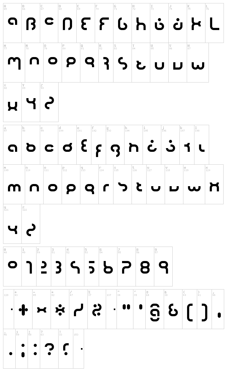 Hyper 2000 font map
