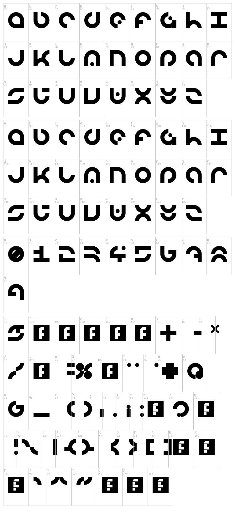 LDR Manufacture font map