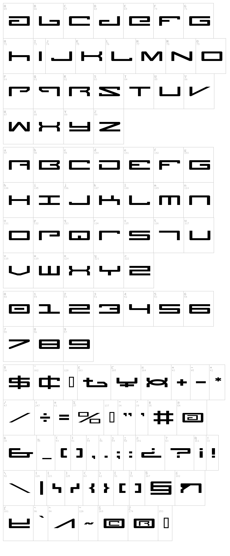 Legion font map