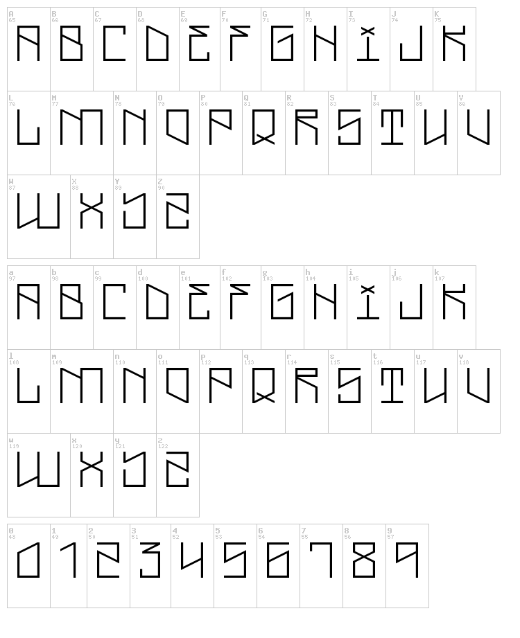 Lightning Cruz font map