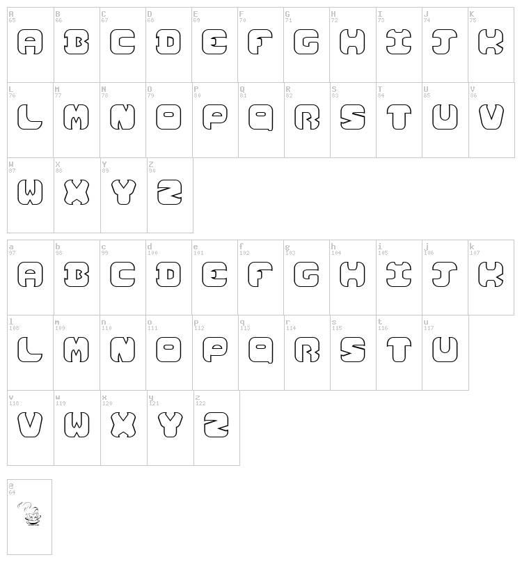 Lost Area font map