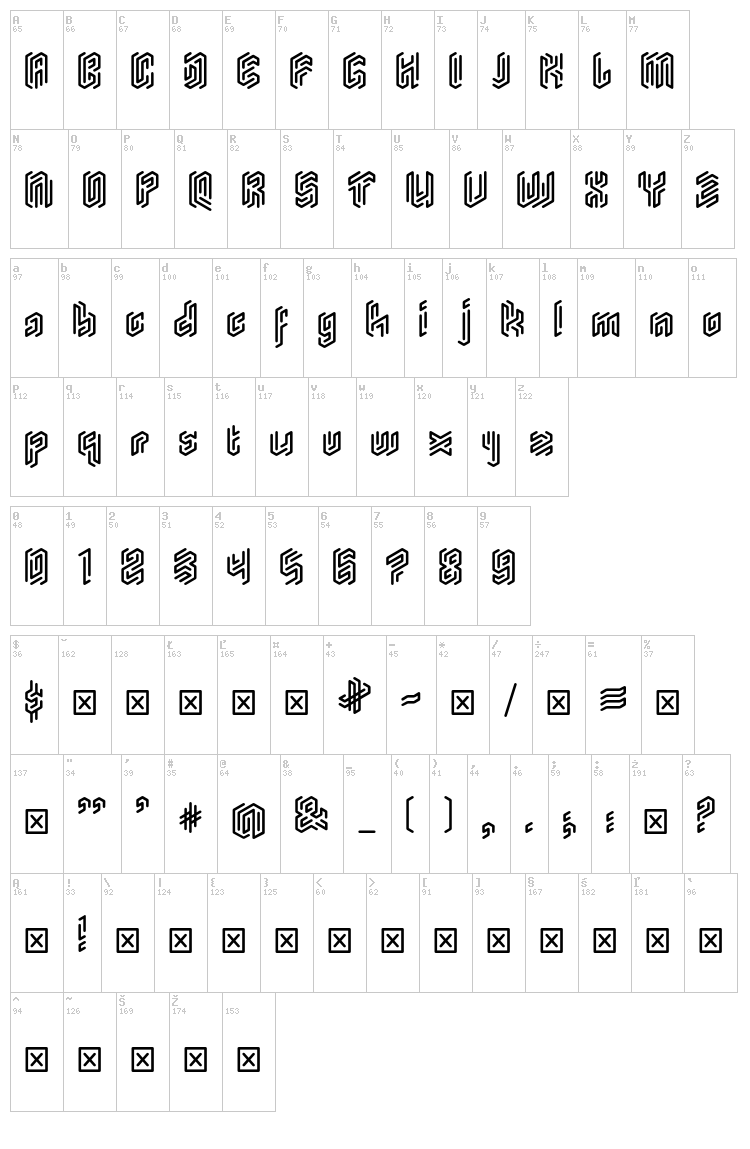 Monogram Rounded font map