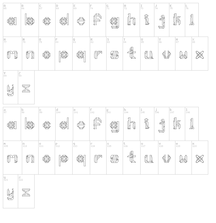 Moonlight Prism font map