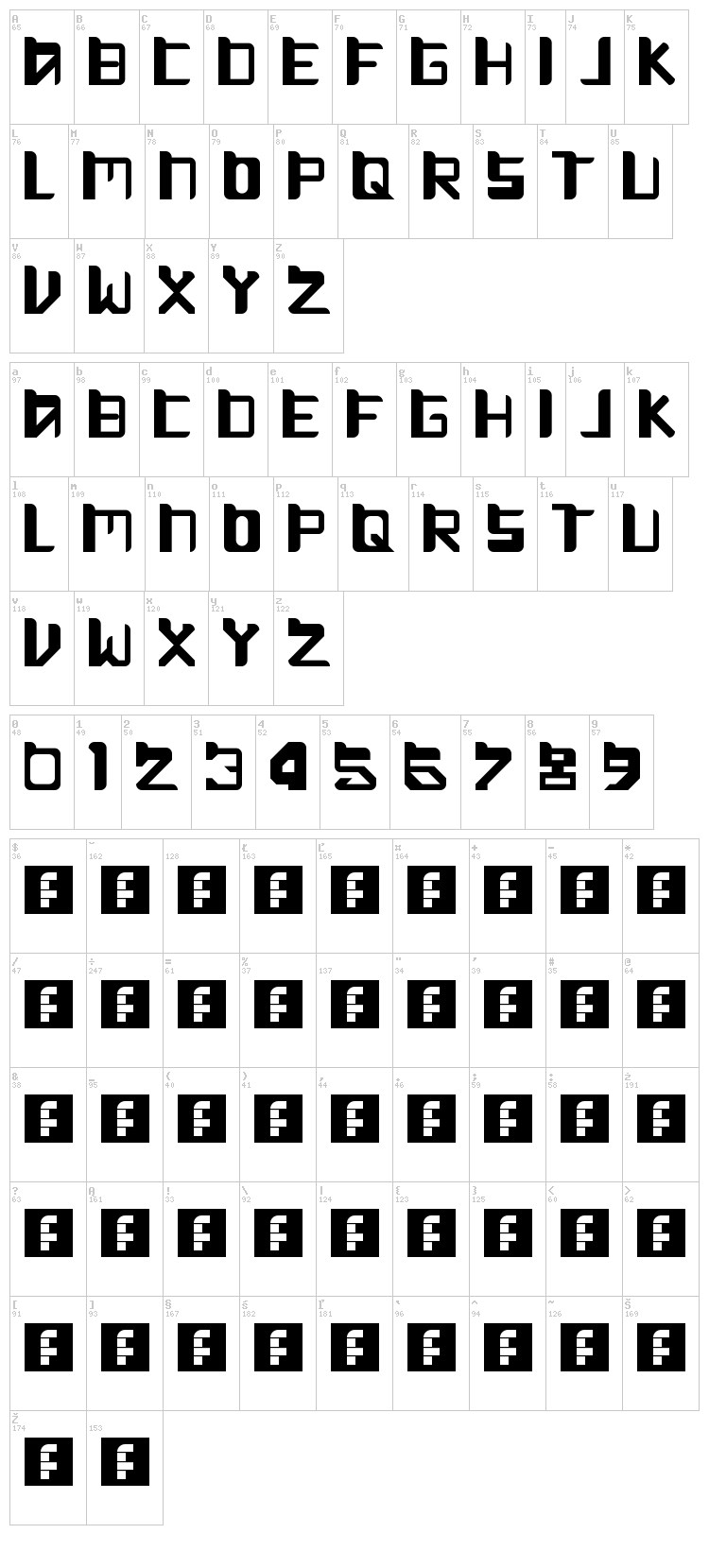 Move Along font map