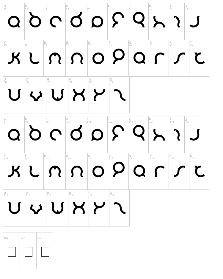 Mozzie font map