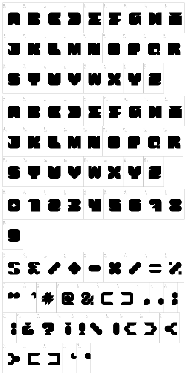 Much Bolder font map