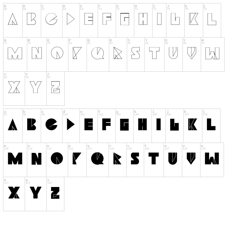 Navia Type font map