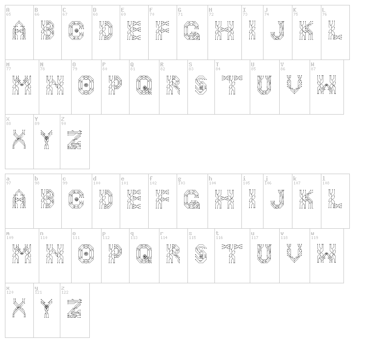 Neo Drive font map