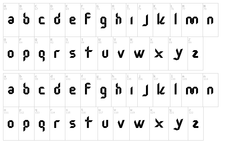 Nudo font map