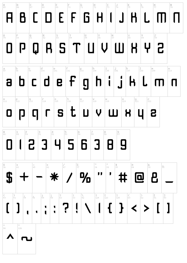 Olivia font map