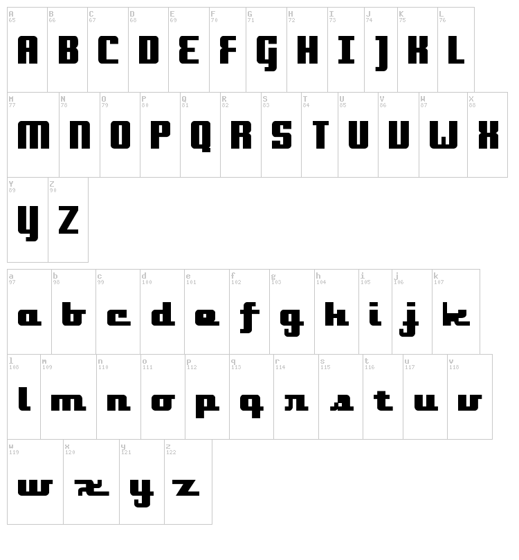 Onakite font map