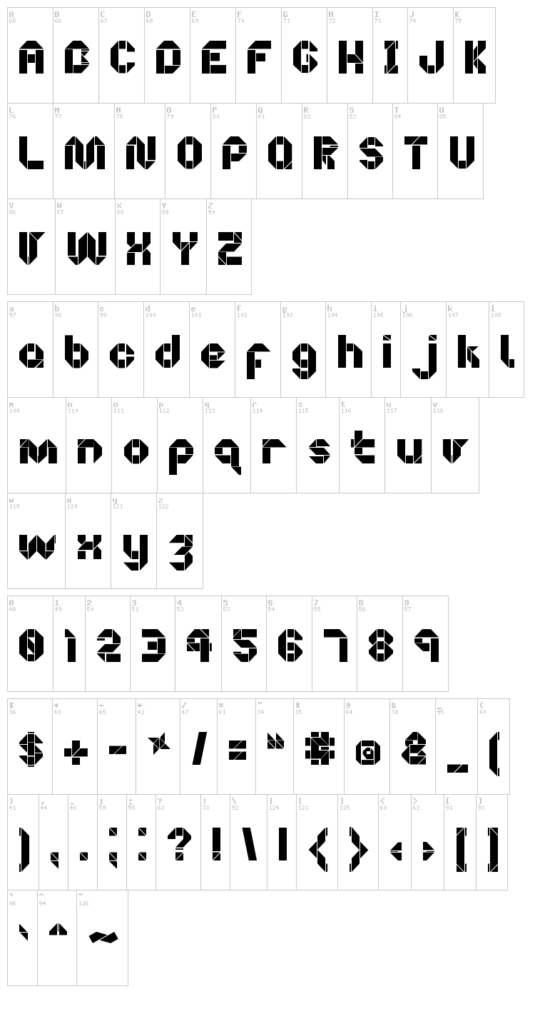 Origami Making font map