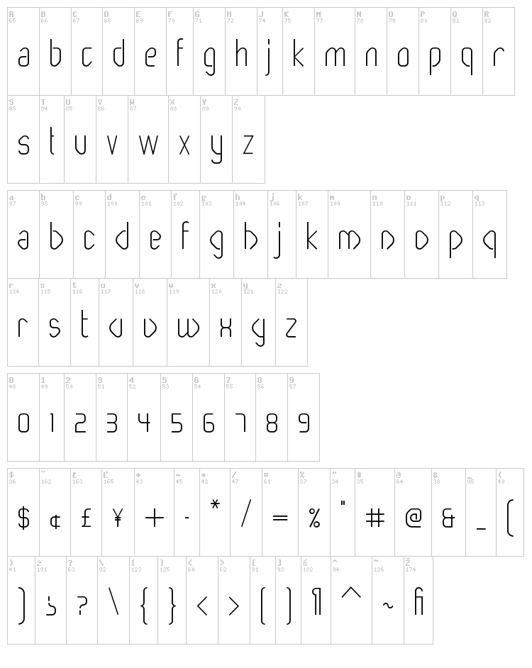 Paperclip font map