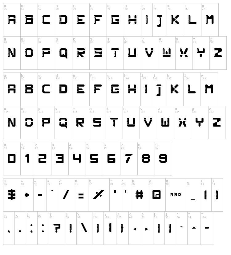 Pluto 0 font map