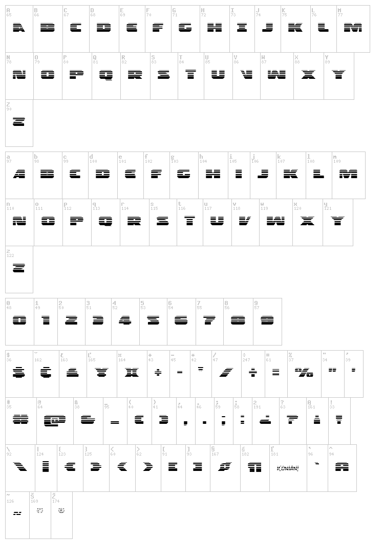 Police Cruiser font map