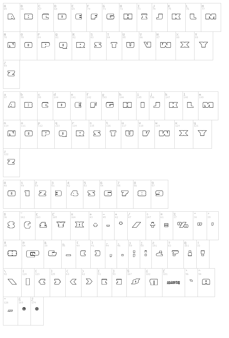 Police Cruiser font map