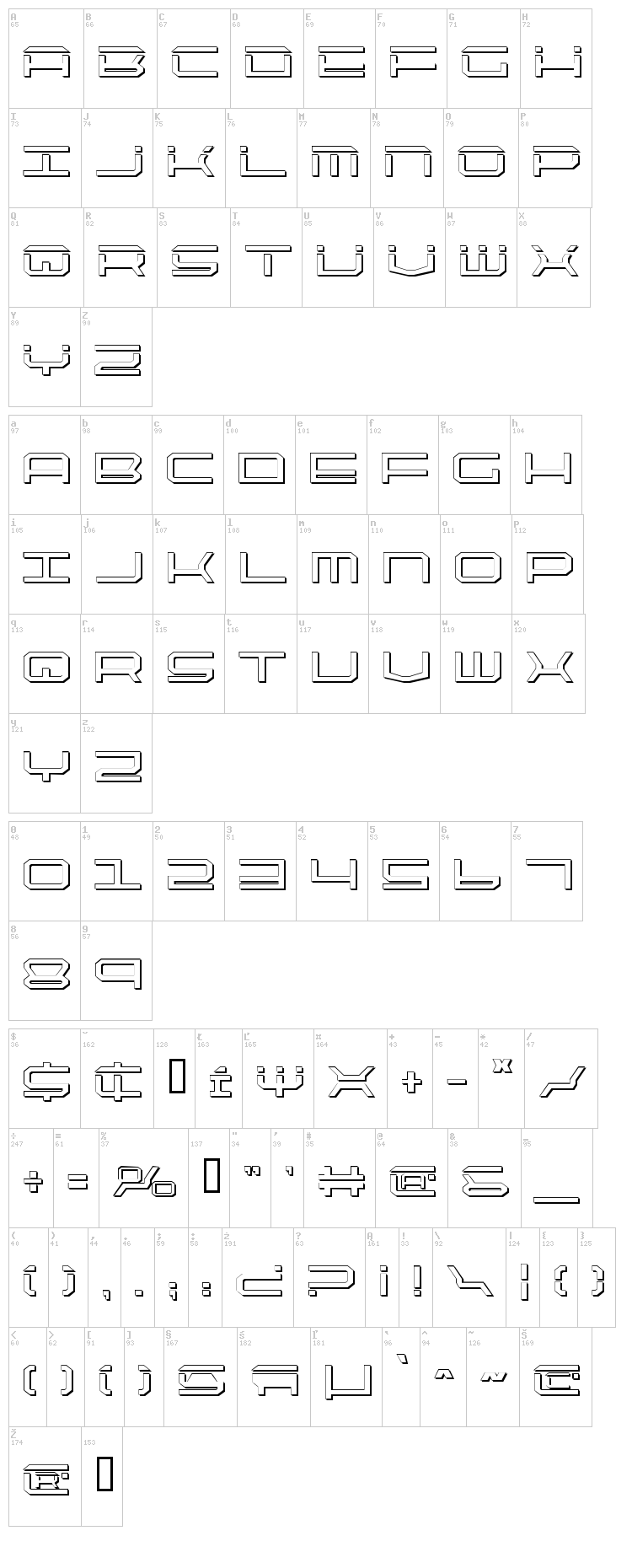 Quick Strike + Tech + Gear + Mark font map