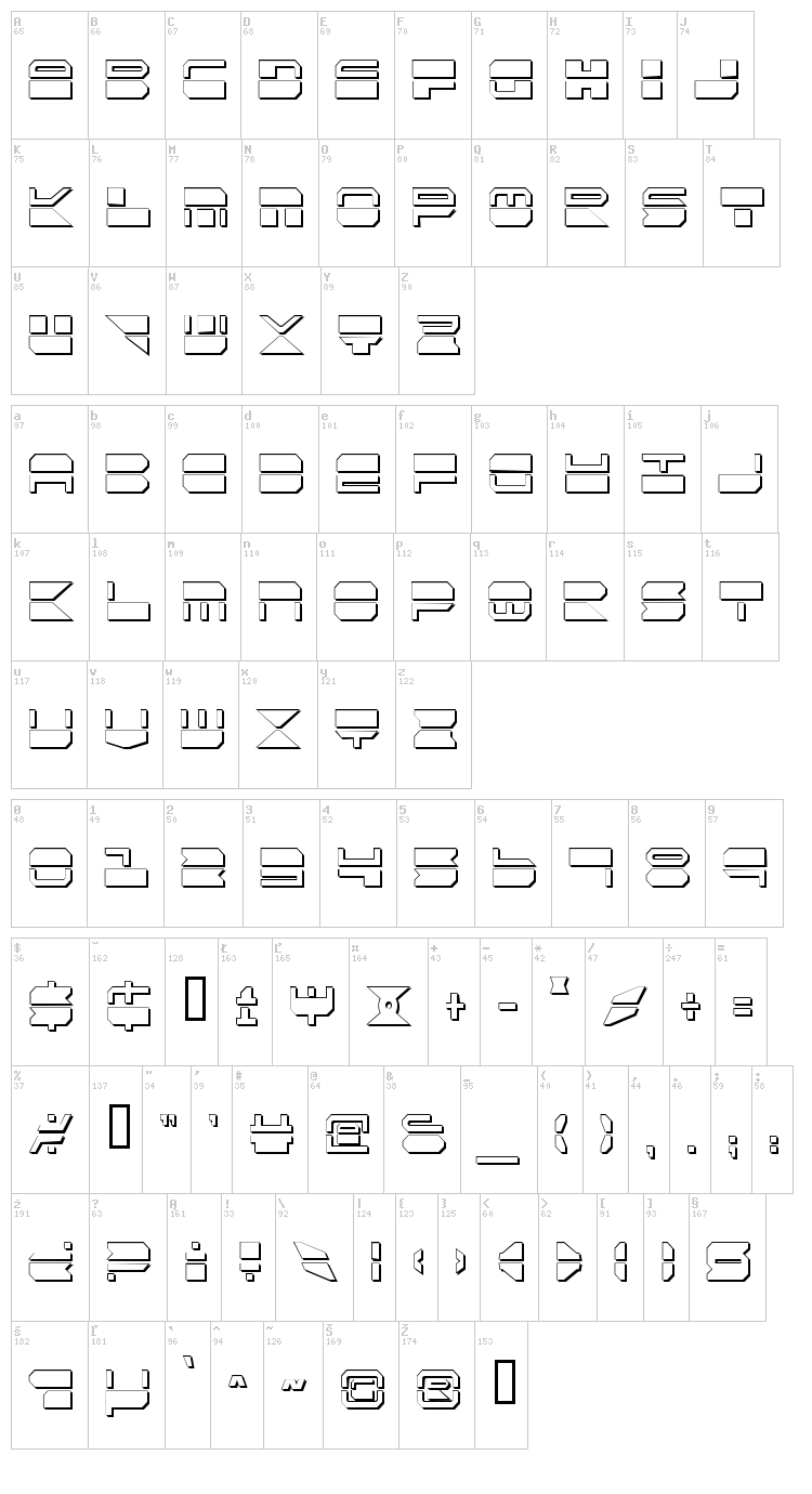 Quick Strike + Tech + Gear + Mark font map