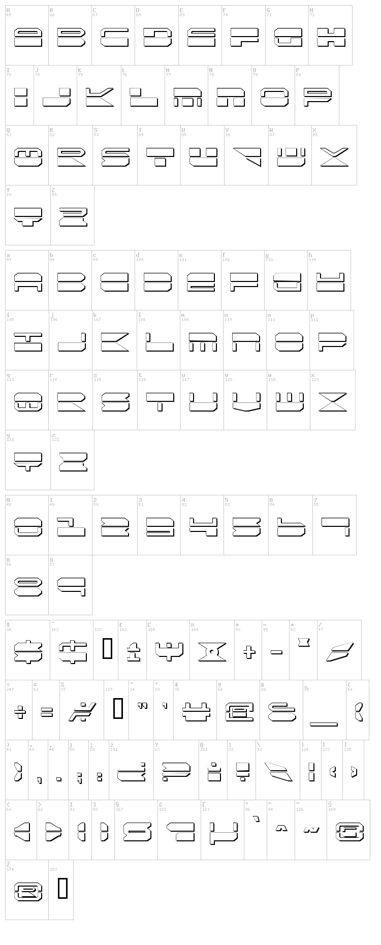 Quick Strike + Tech + Gear + Mark font map