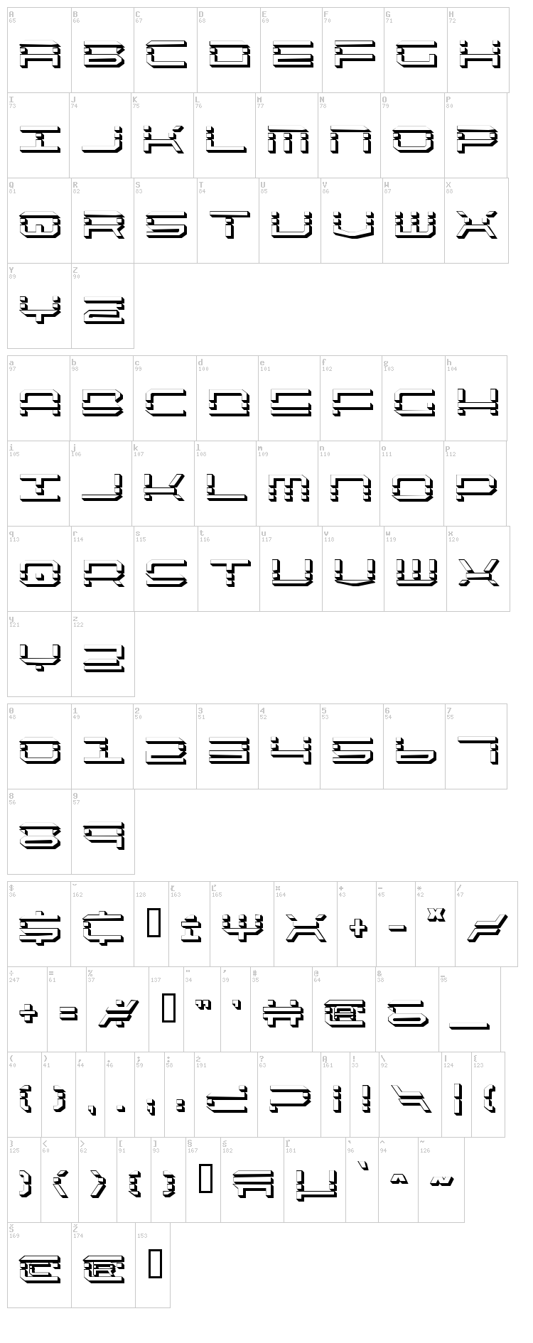 Quick Strike + Tech + Gear + Mark font map