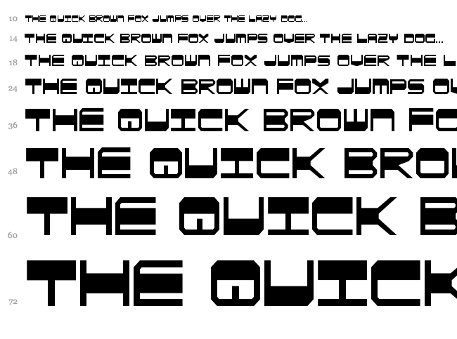 Quick Strike + Tech + Gear + Mark font waterfall