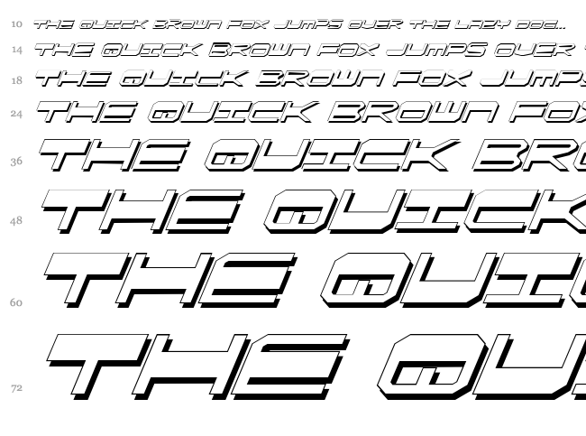 Quick Strike + Tech + Gear + Mark font waterfall