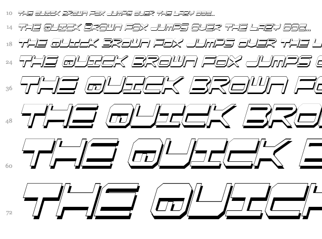 Quick Strike + Tech + Gear + Mark font waterfall